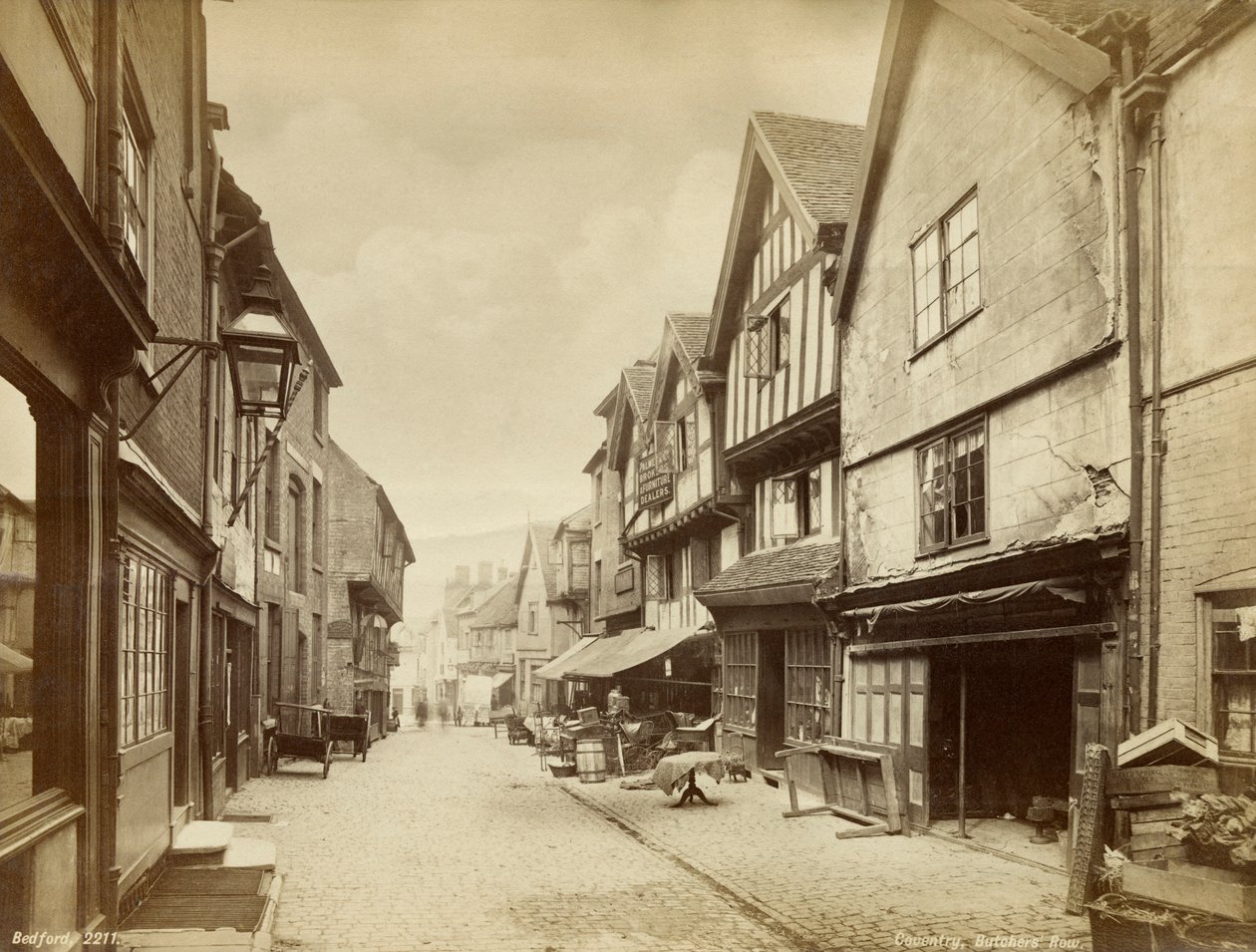 Butcher Row, középkori utca Coventryben, Warwickshire-ben, 1880 alkotó: Francis Bedford