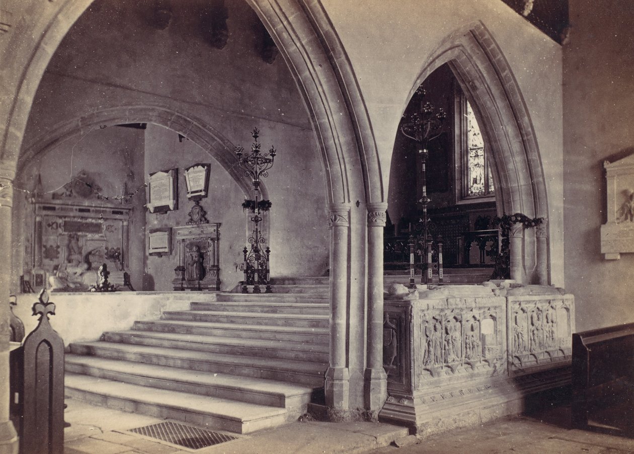 Műemlékek és Chancel lépcsők, Tenby-templom, 1870-es évek. alkotó: Francis Bedford