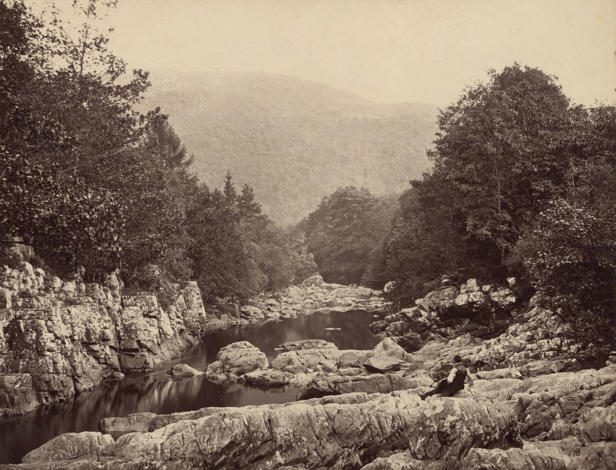 A Llugwy folyón, a bányász hídnál, Betws-y-Coed,1860 (fotó) alkotó: Francis Bedford