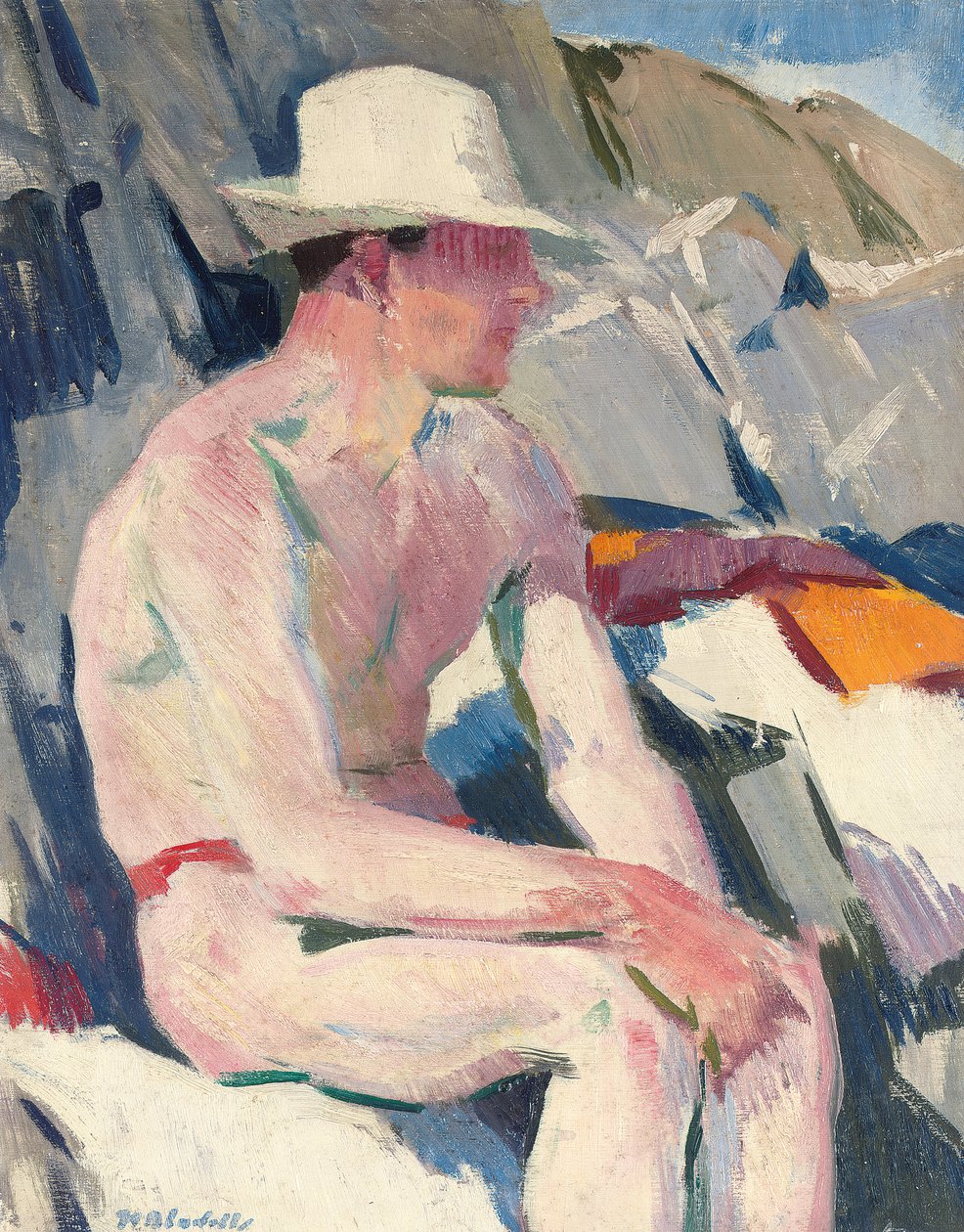 Fürdős fehér kalapban (olaj a panelen) alkotó: Francis Campbell Boileau Cadell