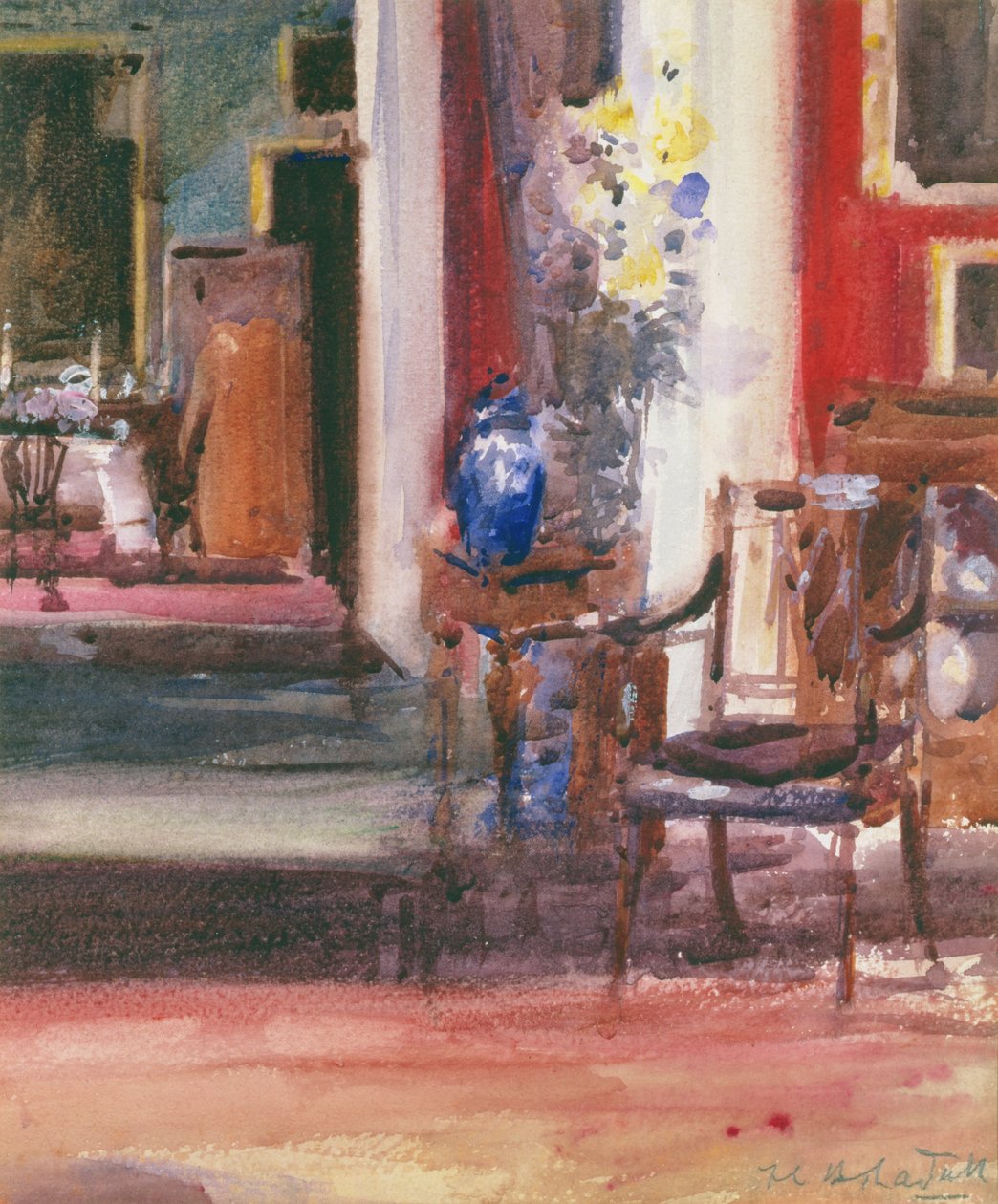 A Művészek Házának belső tere, Ainslie Place, Edinburgh (wc papíron) alkotó: Francis Campbell Boileau Cadell