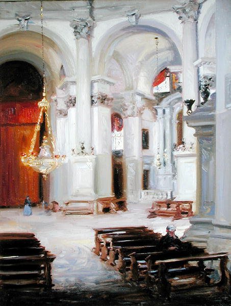 A Salute enteriőrje, Velence (olaj, vászon) alkotó: Francis Campbell Boileau Cadell