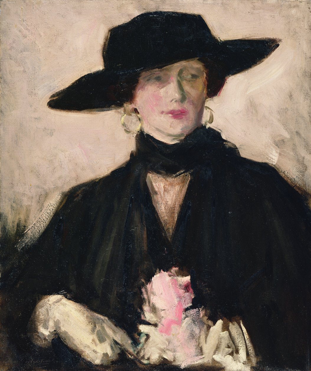 Hölgy fekete kalapban (olaj, vászon) alkotó: Francis Campbell Boileau Cadell