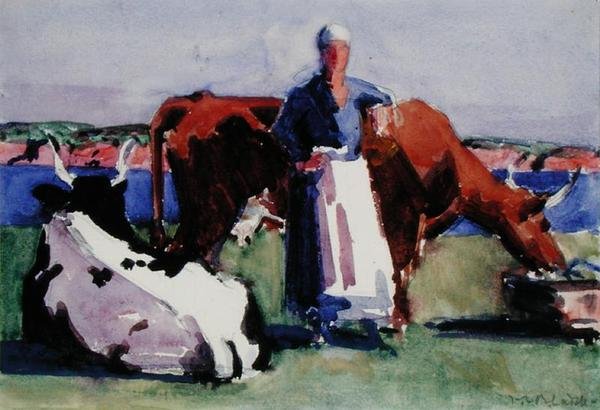 Milkmaid, Iona (akvarell, papír) alkotó: Francis Campbell Boileau Cadell