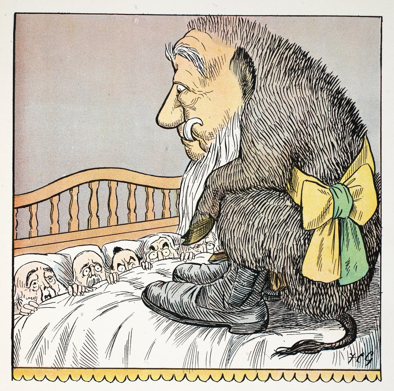 O, illusztráció a The Struwwelpeter Alphabetből, Harold Begbie (1871–1929) verse alkotó: Francis Carruthers Gould