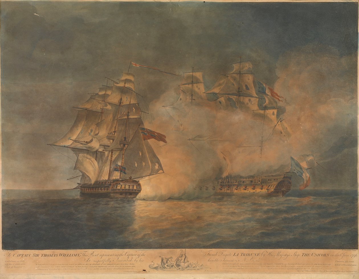 A "La Tribune" elfoglalása a HMS "Unicorn" által, 1796. június 8. alkotó: Francis Chesham