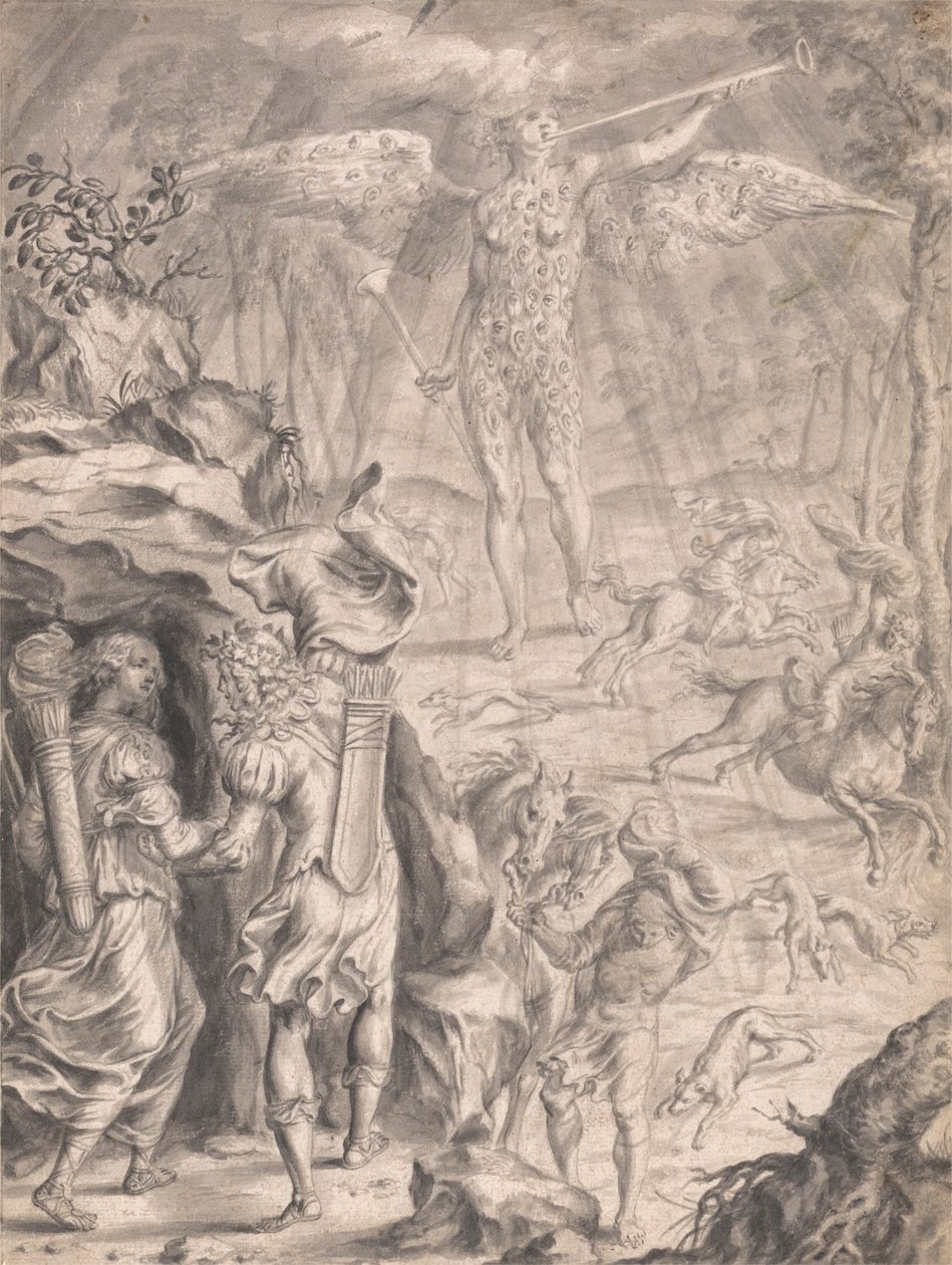 Dido és Aeneas menedéket nyújtanak a barlangban alkotó: Francis Cleyn
