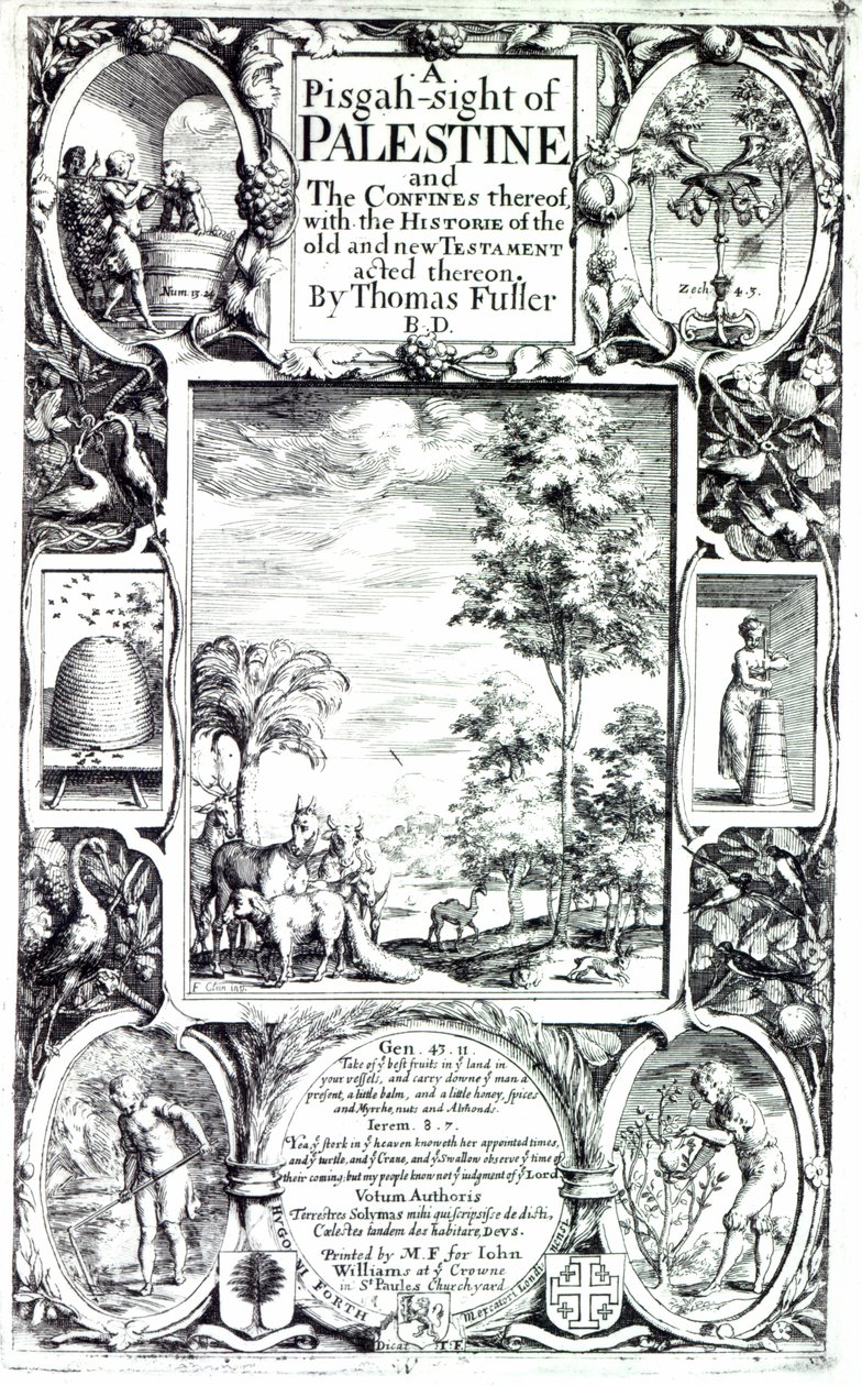 Thomas Fuller 1650-ben megjelent „A Pisgah-sight of Palestine” címlapja alkotó: Francis Cleyn