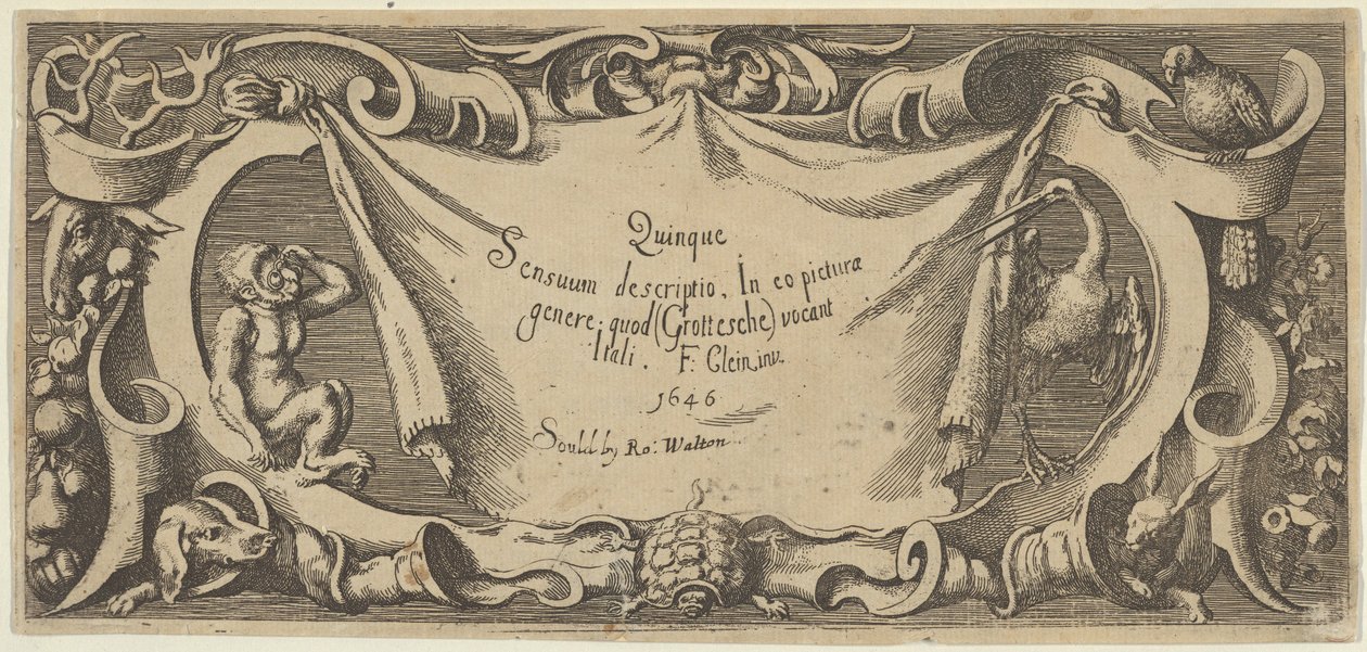 Címlemez, a Five Sensestől Five Senses, kb. 1655 alkotó: Francis Cleyn