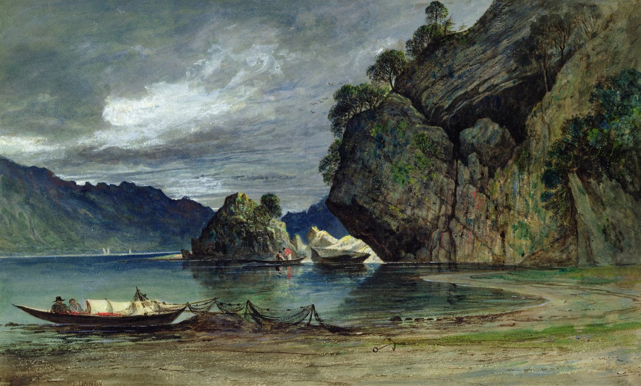 Egy vihar megközelítése a Liensfjordon (akvarell papíron) alkotó: Francis Danby