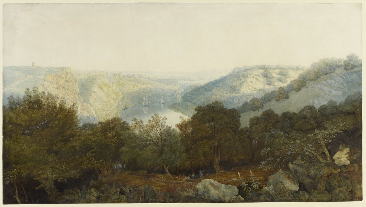 Az Avon-szurdok Clifton és a Hotwells, Bristol, 1820 körül (wc és testfesték grafitra, vattapapírra) alkotó: Francis Danby