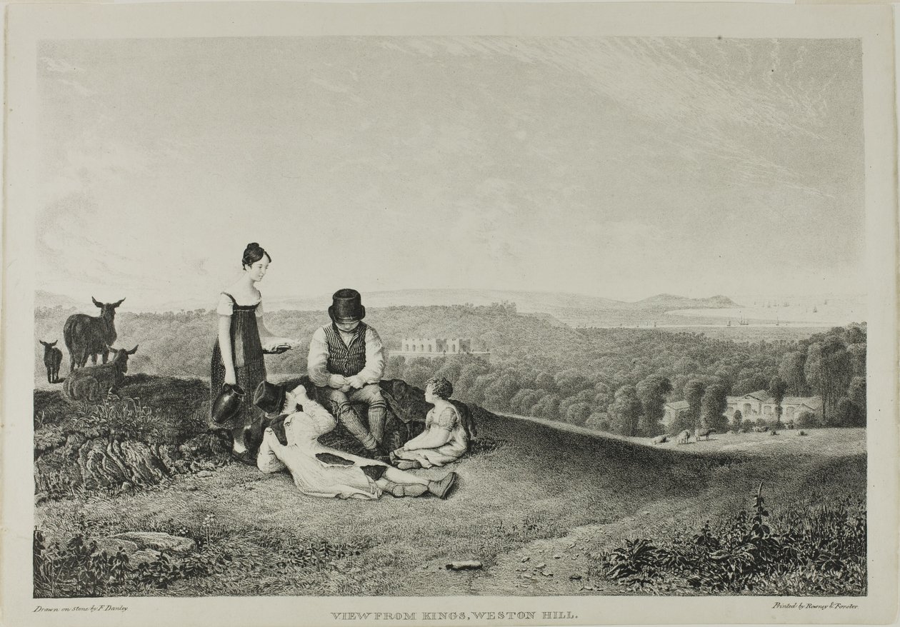 Kilátás a Kingsről, a Weston Hillről, a Three Views felől, a Bristol táj és környéke illusztrációja alkotó: Francis Danby