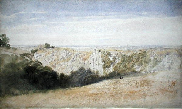 Kilátás a Cheddar-szurdok közelében (akvarell papíron) alkotó: Francis Danby