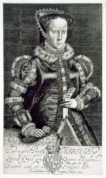 I. Mária (1516-58) portréja, kezében Thomas Hongar könyörgésével, a művész metszete, kiadó: Compton Holland (metszet) alkotó: Francis Delaram