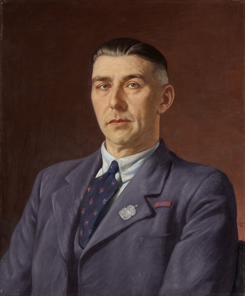 Percival Henry Martin portréja, posta, Bristol, 1941-45 körül (olaj, vászon) alkotó: Francis Dodd