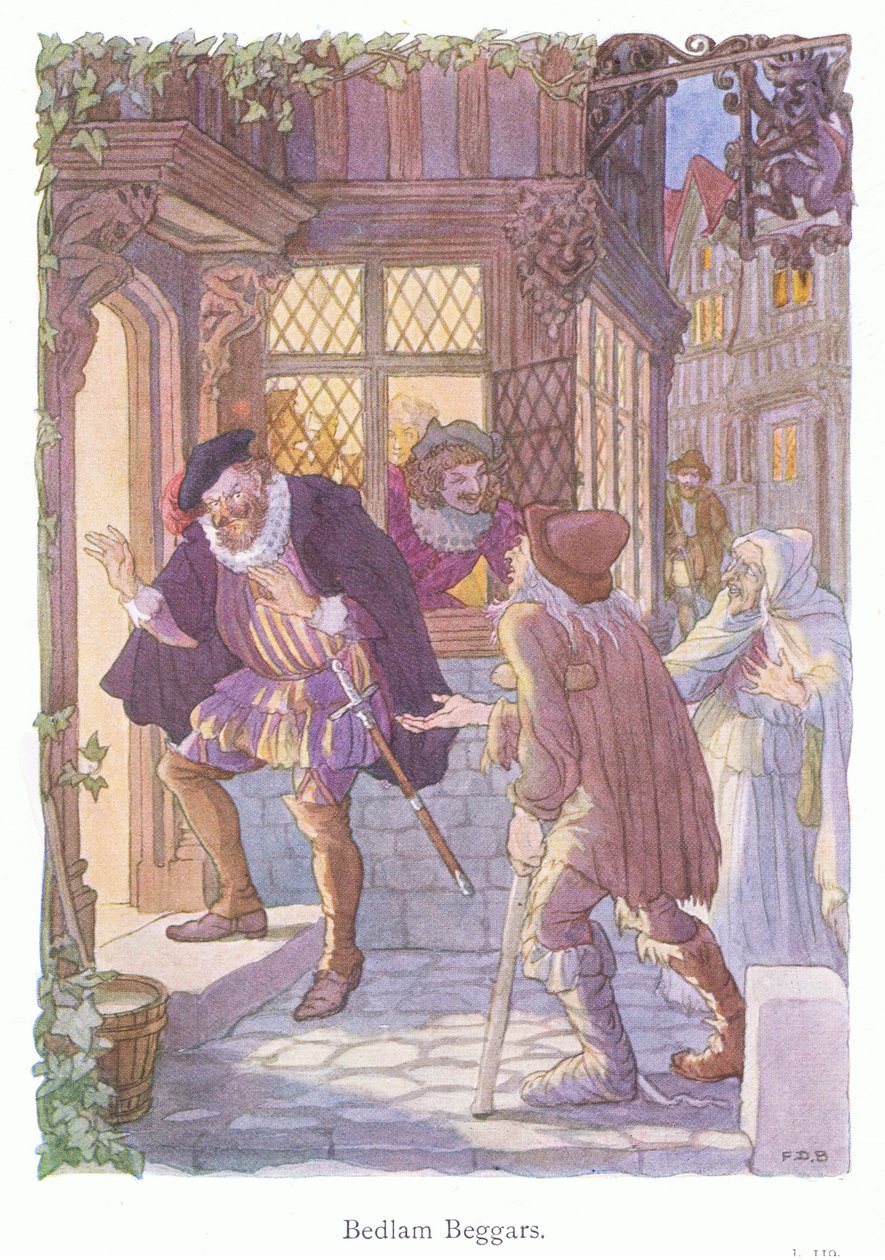 Bedlam Beggars (színes litográfia) alkotó: Francis Donkin Bedford