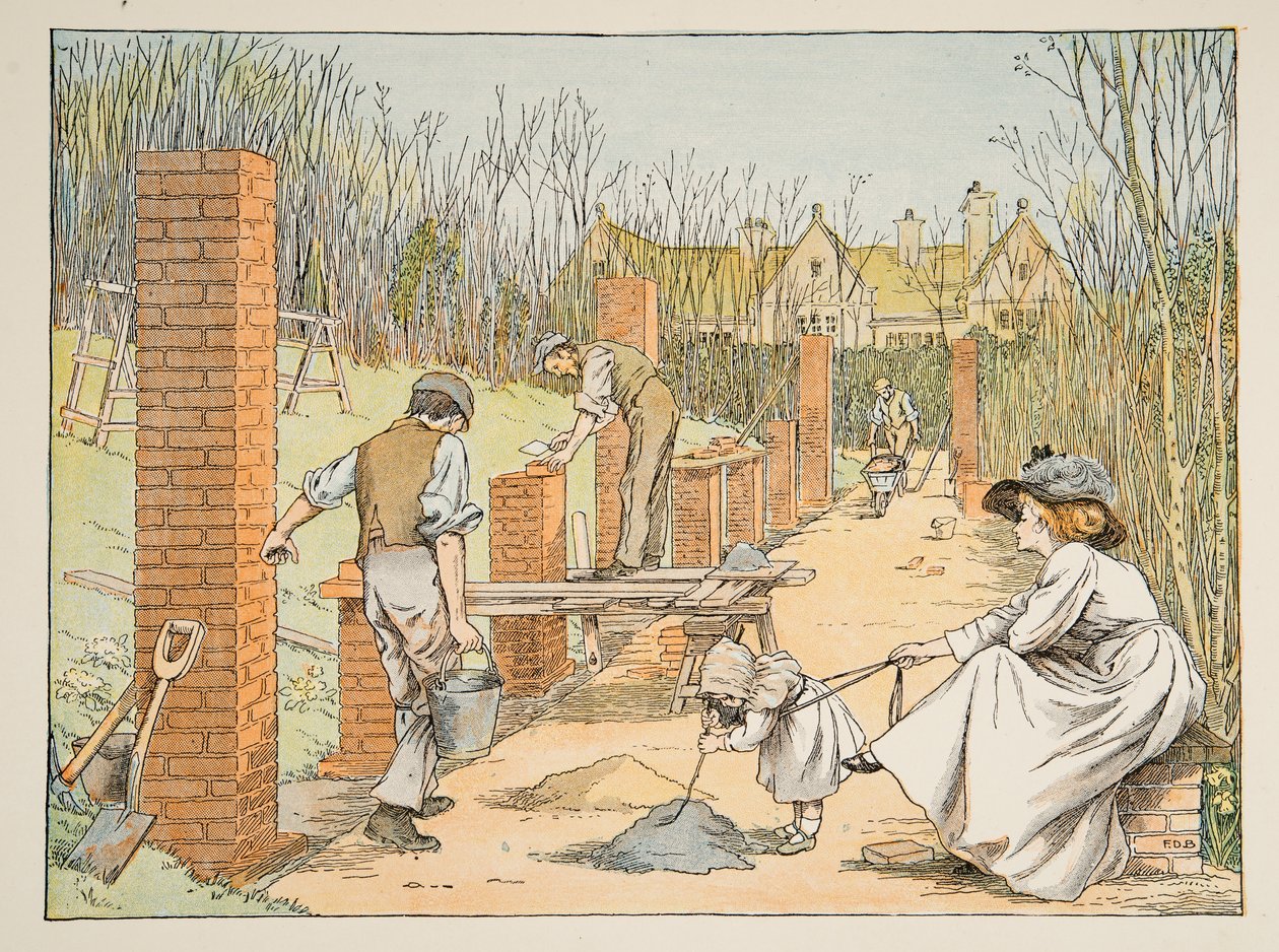 Az építő, a Négy és húsz munkás, pub. 1900 (színes litográfia) alkotó: Francis Donkin Bedford