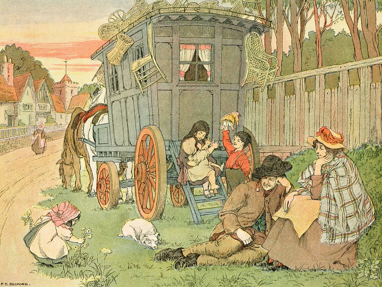 A cigány lakókocsi, a "The Book of Shops"-ból alkotó: Francis Donkin Bedford
