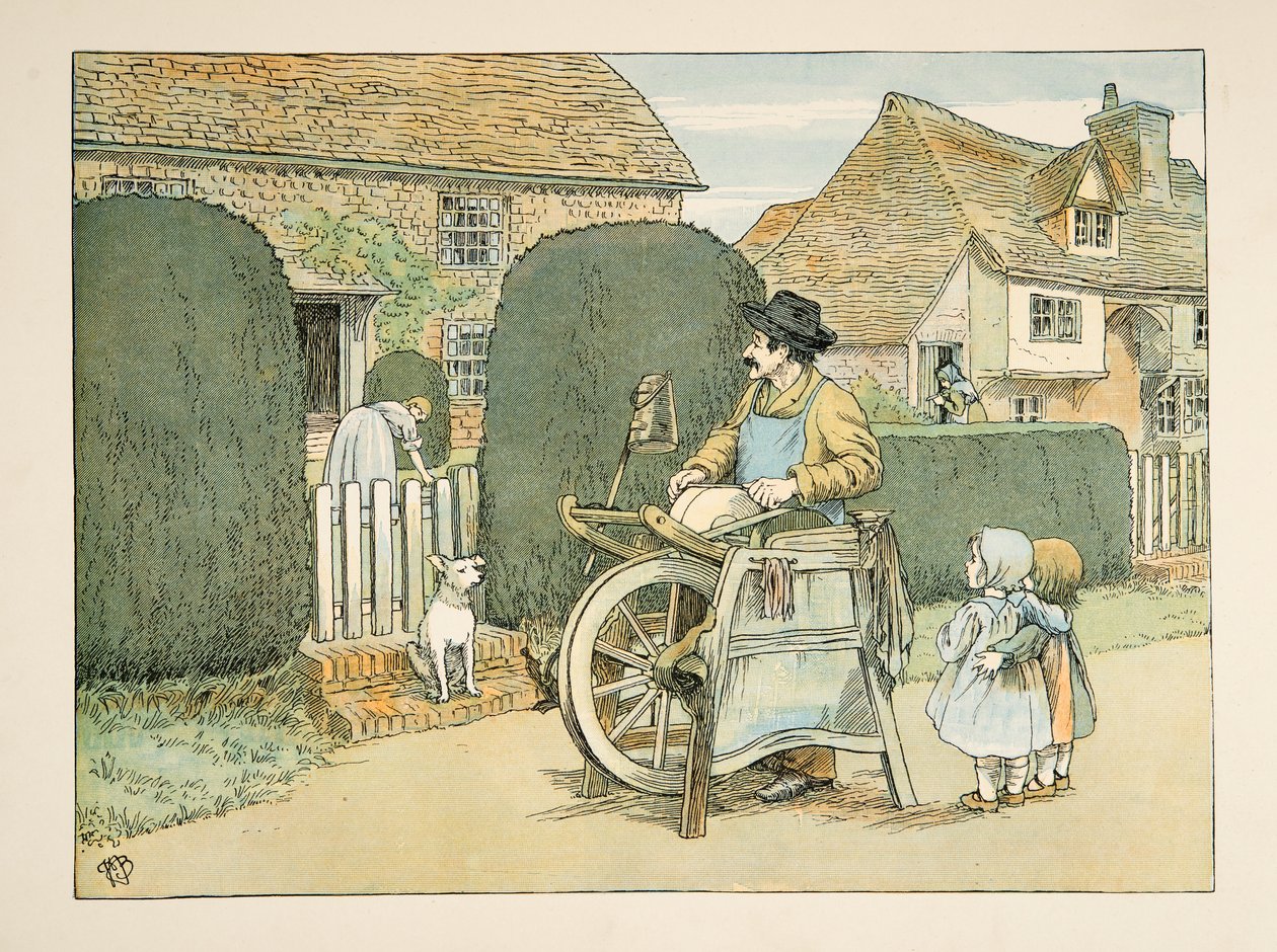 The Knife Grinder, a Four and Twenty Toilers, pub. 1900 (színes litográfia) alkotó: Francis Donkin Bedford