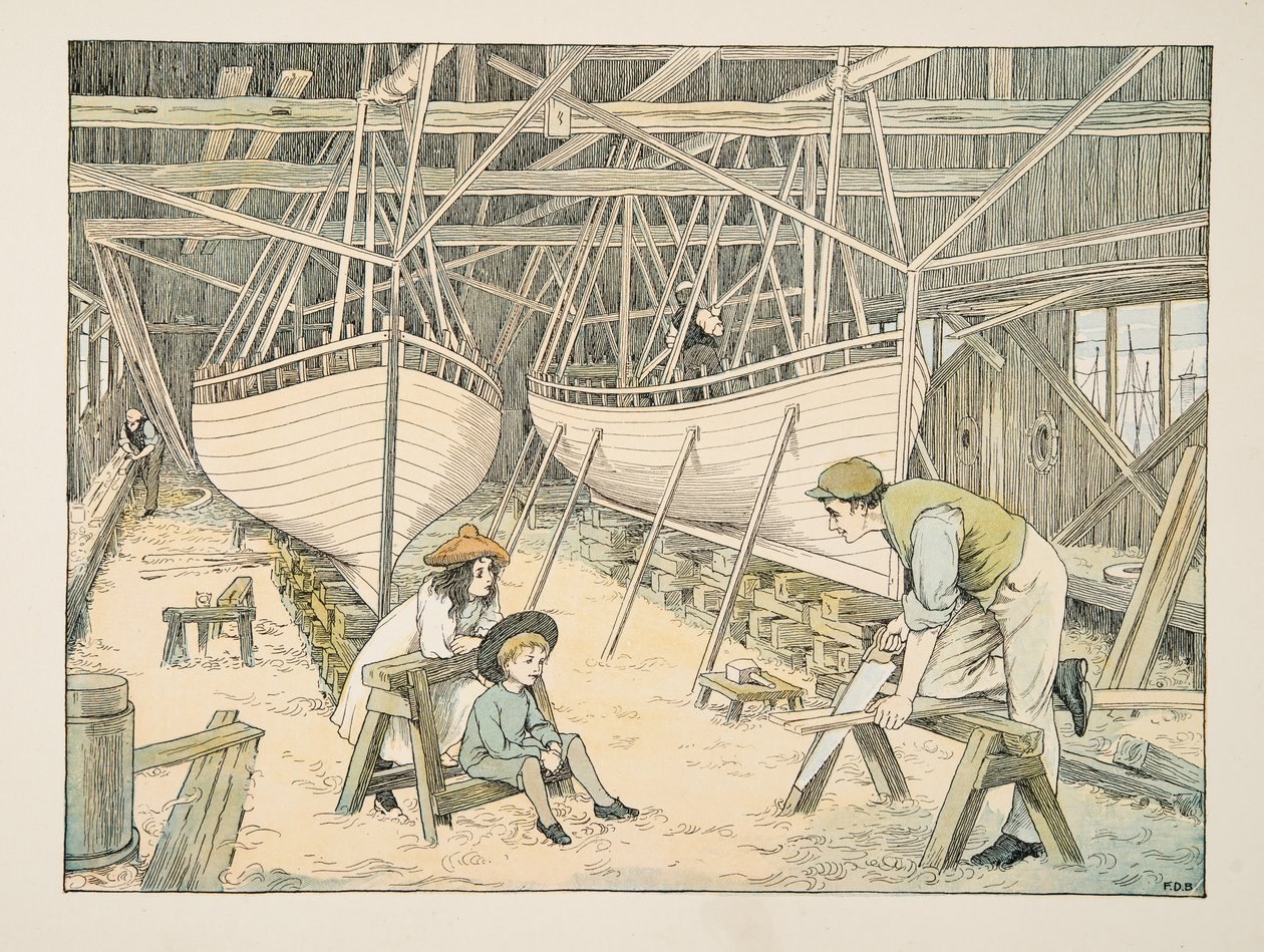 A hajóépítő, a Négy és húsz munkásból, kiad. 1900 (színes litográfia) alkotó: Francis Donkin Bedford