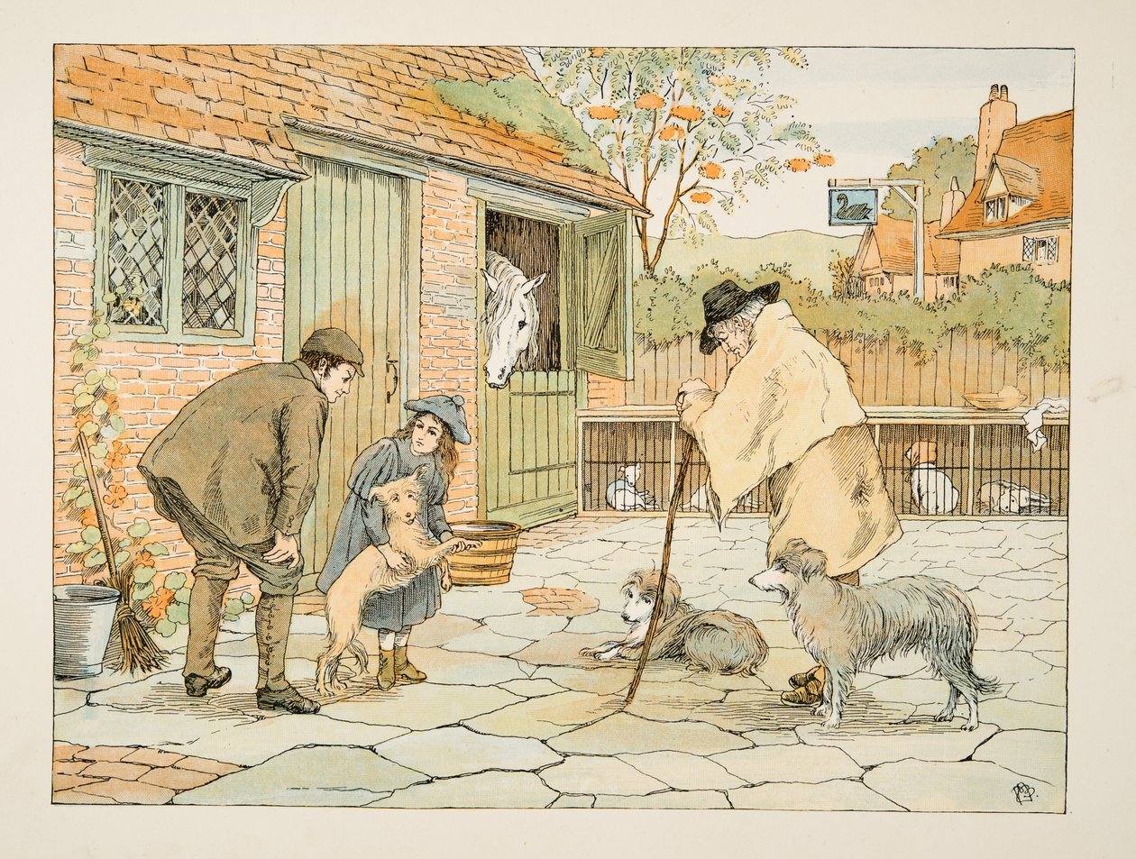 Az állatorvos, a Négy és húsz munkás, pub. 1900 (színes litográfia) alkotó: Francis Donkin Bedford