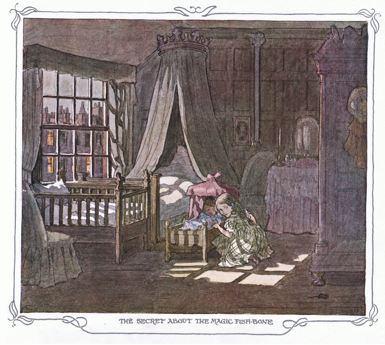 A bűvös halcsont titka, a The Magic Fishbone című könyvből, Warne  Co, 1940 körül (színes litográfia) alkotó: Francis Donkin Bedford