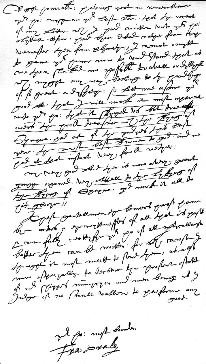Levél William Cecilnek, Lord Burghleynek, Lord Főkincstárosnak, zászlóshajója, az „Elizabeth Bonaventure” fedélzetén Plymouthban, 1586. július 26-án (toll és tinta a papíron) alkotó: Francis Drake