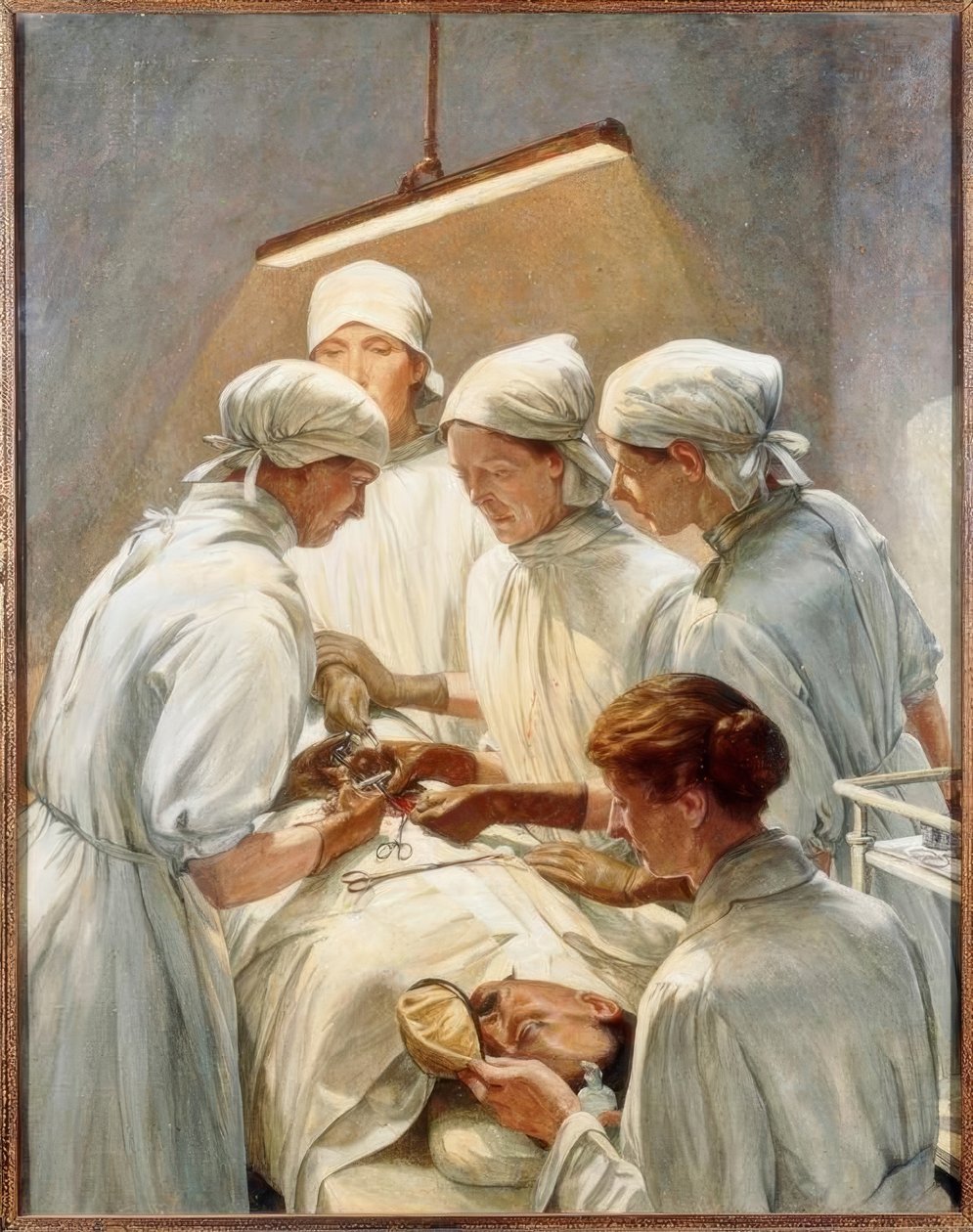 Vakbélműtét a katonai kórházban alkotó: Francis Edgar Dodd