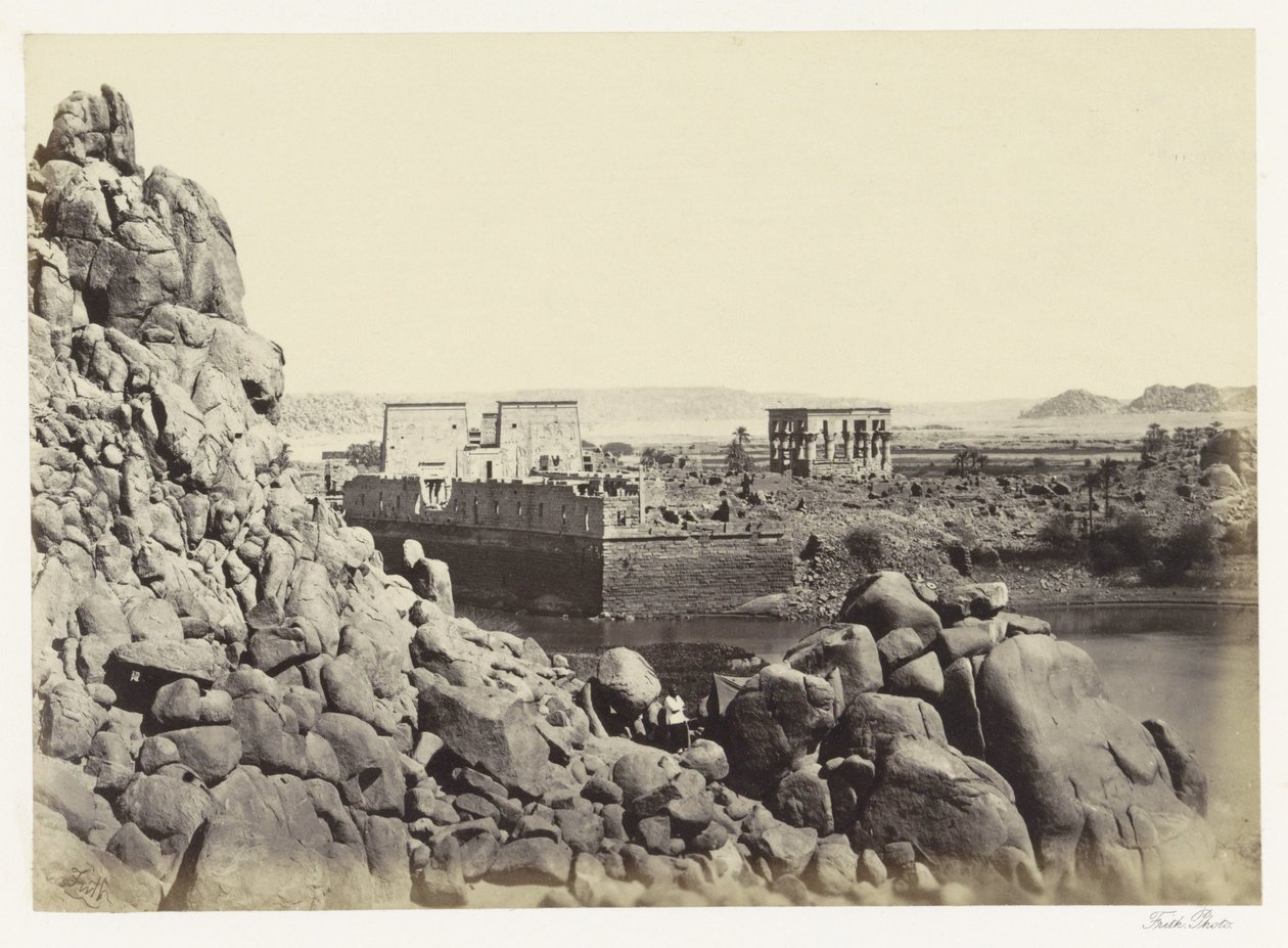 Kilátás Philae szigetének déli oldalára Philae szigetének déli vége (cím az objektumon) alkotó: Francis Frith
