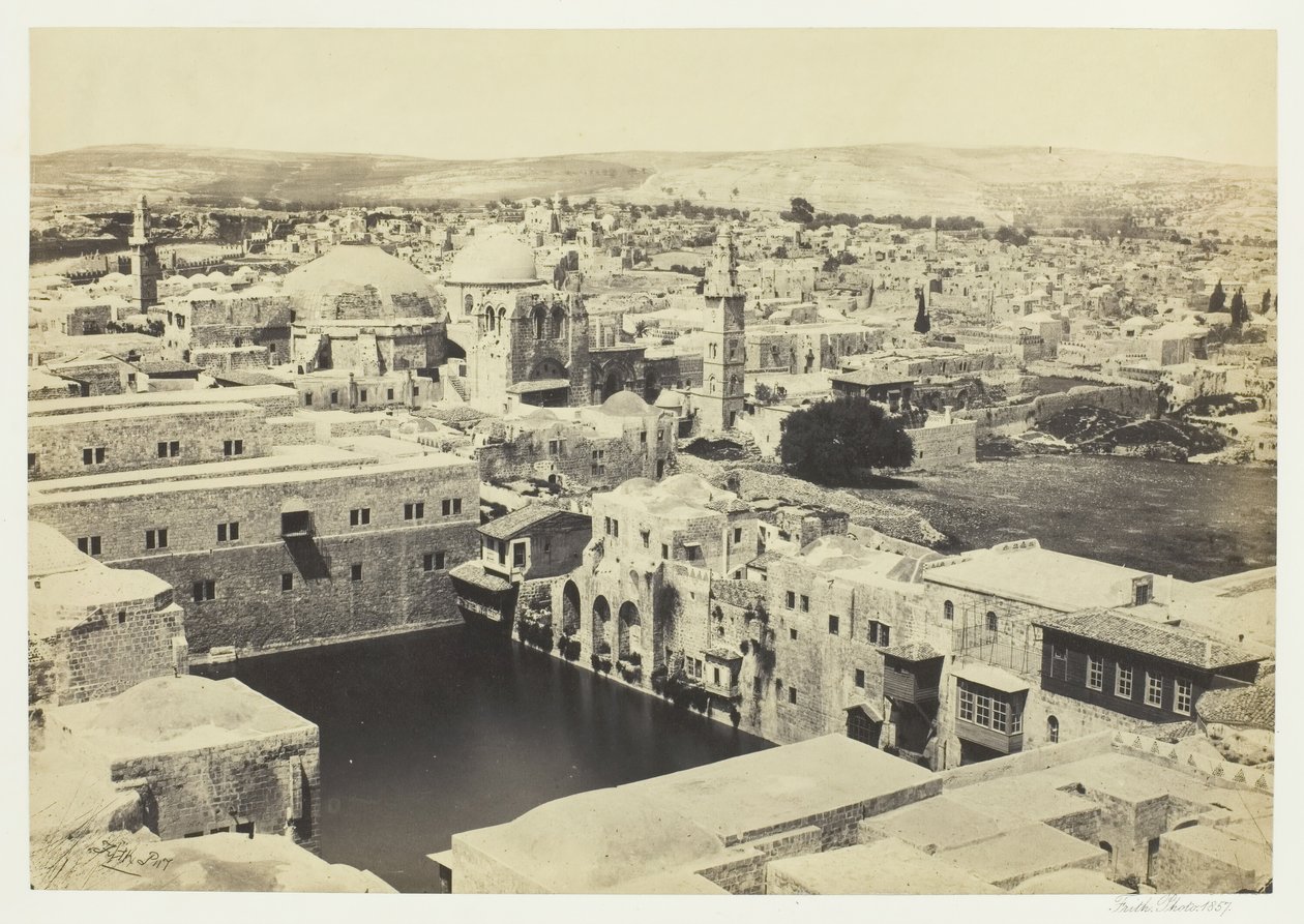 Ezékiás medencéje a Hippicus-toronyból, Jeruzsálem, 1857. alkotó: Francis Frith