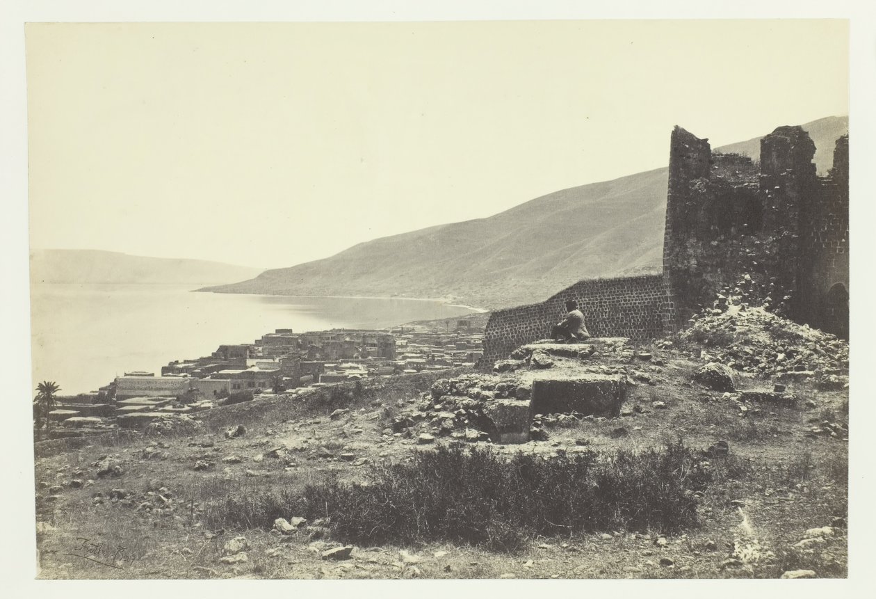 Tiberias városa és tója északról, 1857. alkotó: Francis Frith