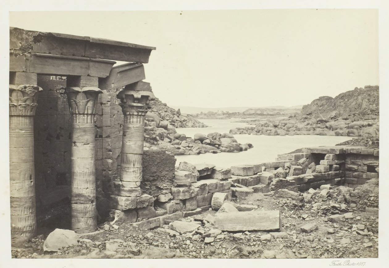 Kilátás a Philae-ból, Északra nézve, 1857. alkotó: Francis Frith