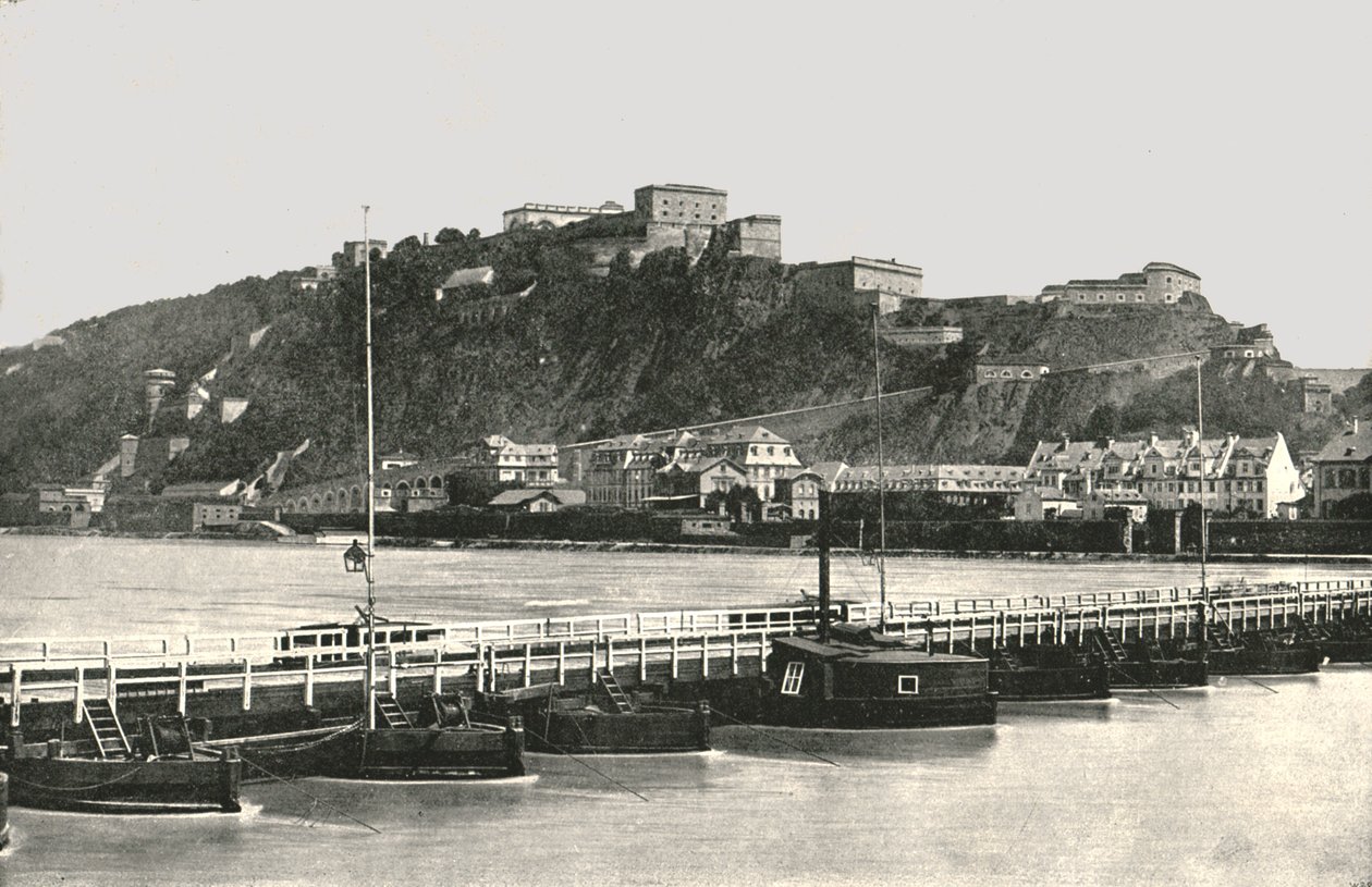 Ehrenbreitstein erődje a Rajnánál, Németország, 1895. alkotó: Frith and Co