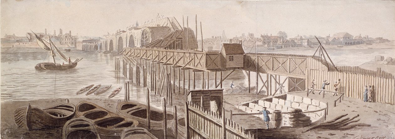 Blackfriars híd építése, c1762 alkotó: Francis Grose