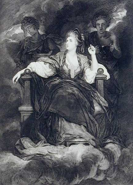 Mrs Siddons egy tragikus múzsa karakterében (metszet) alkotó: Francis Haward