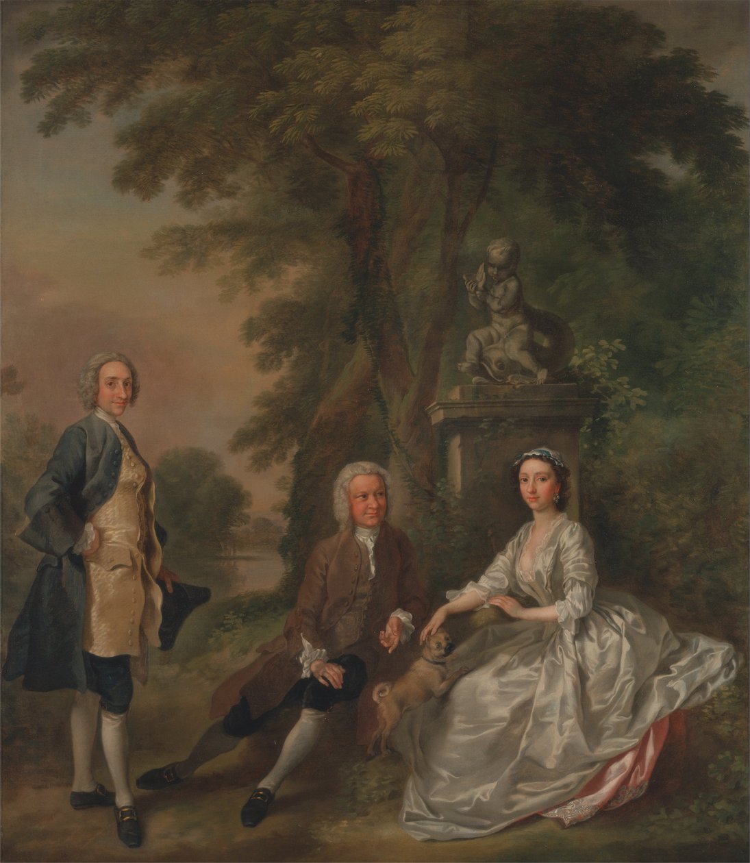 Jonathan Tyers, a lányával, Elizabeth-tel és a férjével, John Wood-dal alkotó: Francis Hayman