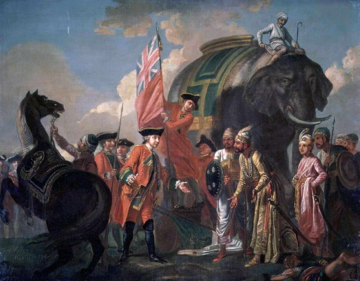 Lord Clive találkozója Mir Jafarral a plasseyi csata után alkotó: Francis Hayman