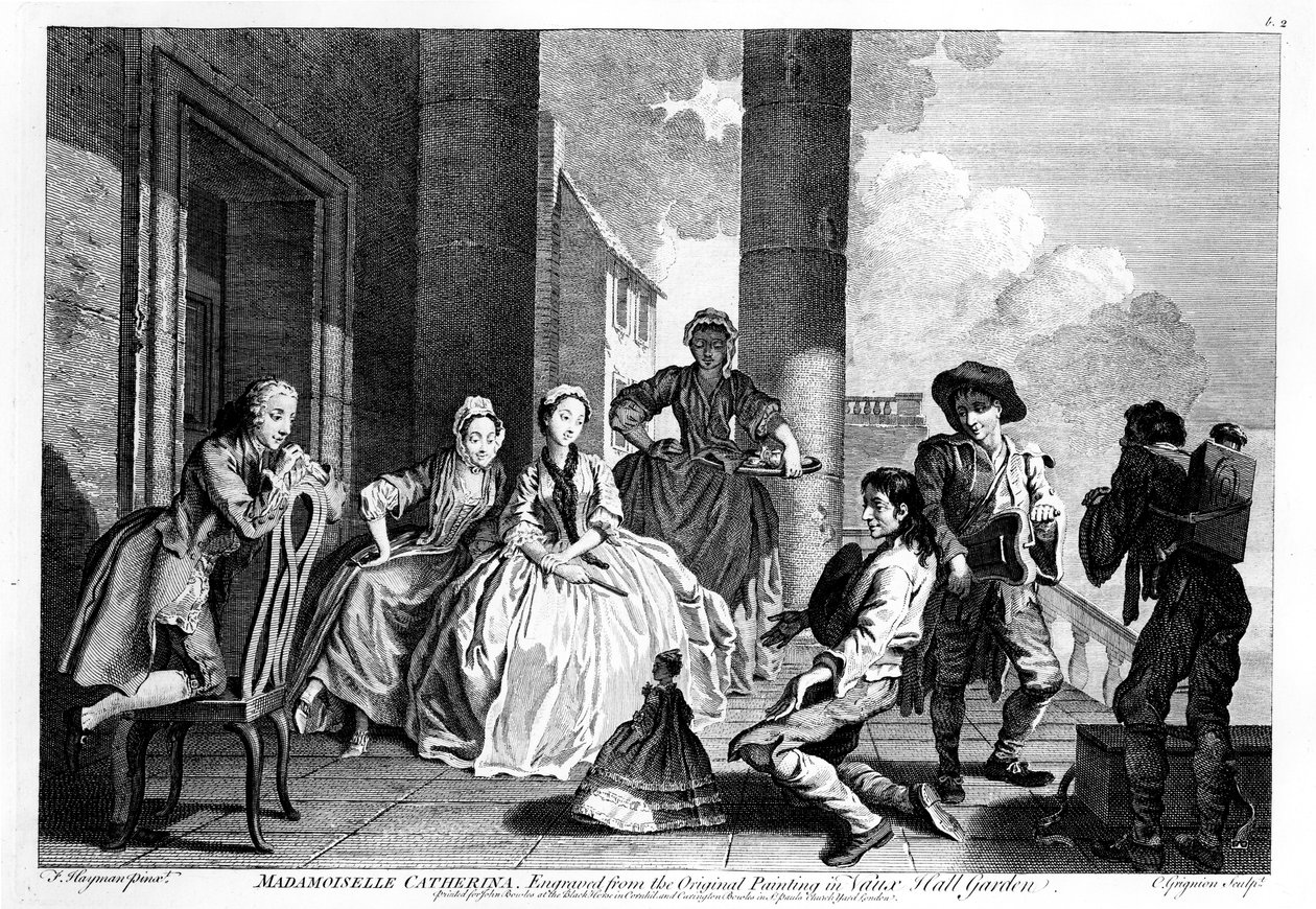 Mademoiselle Catherine, metszett Charles Grignion (1743) alkotó: Francis Hayman
