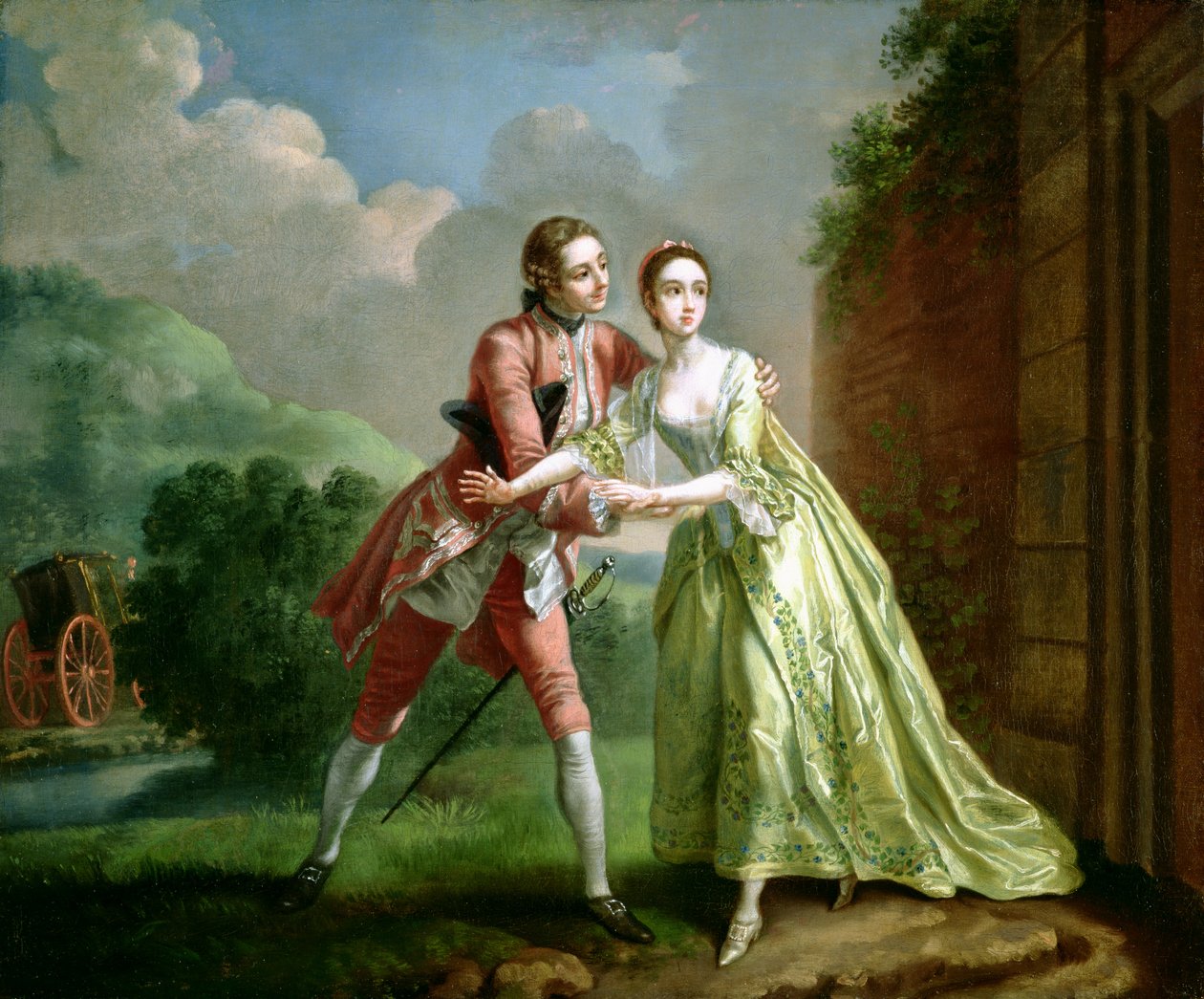 Robert Lovelace készül elrabolni Clarissa Harlowe-t, Samuel Richardson (1689-1761) "Clarissa" című művéből. alkotó: Francis Hayman
