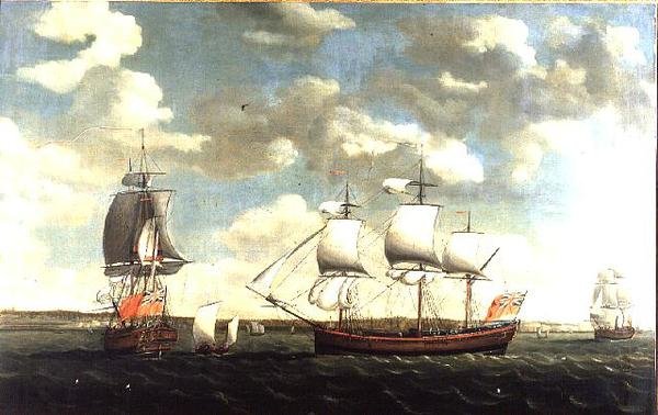 Egy kelet-indiai portré három pozícióban Portsmouth mellett alkotó: Francis Holman