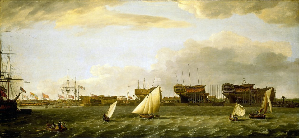 A Blackwall Yard látképe a Temze északi partjáról (Anglia) alkotó: Francis Holman