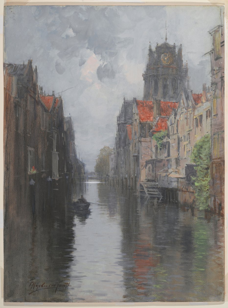 Behind the Groote Kirk, Dordrecht, 1880-as évek (Wc faszén fölött, kartonon) alkotó: Francis Hopkinson Smith