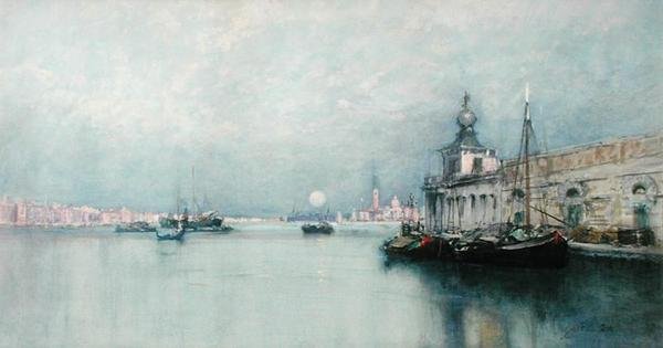 Holdkelte a Canal Grandén (akvarell papíron) alkotó: Francis Hopkinson Smith