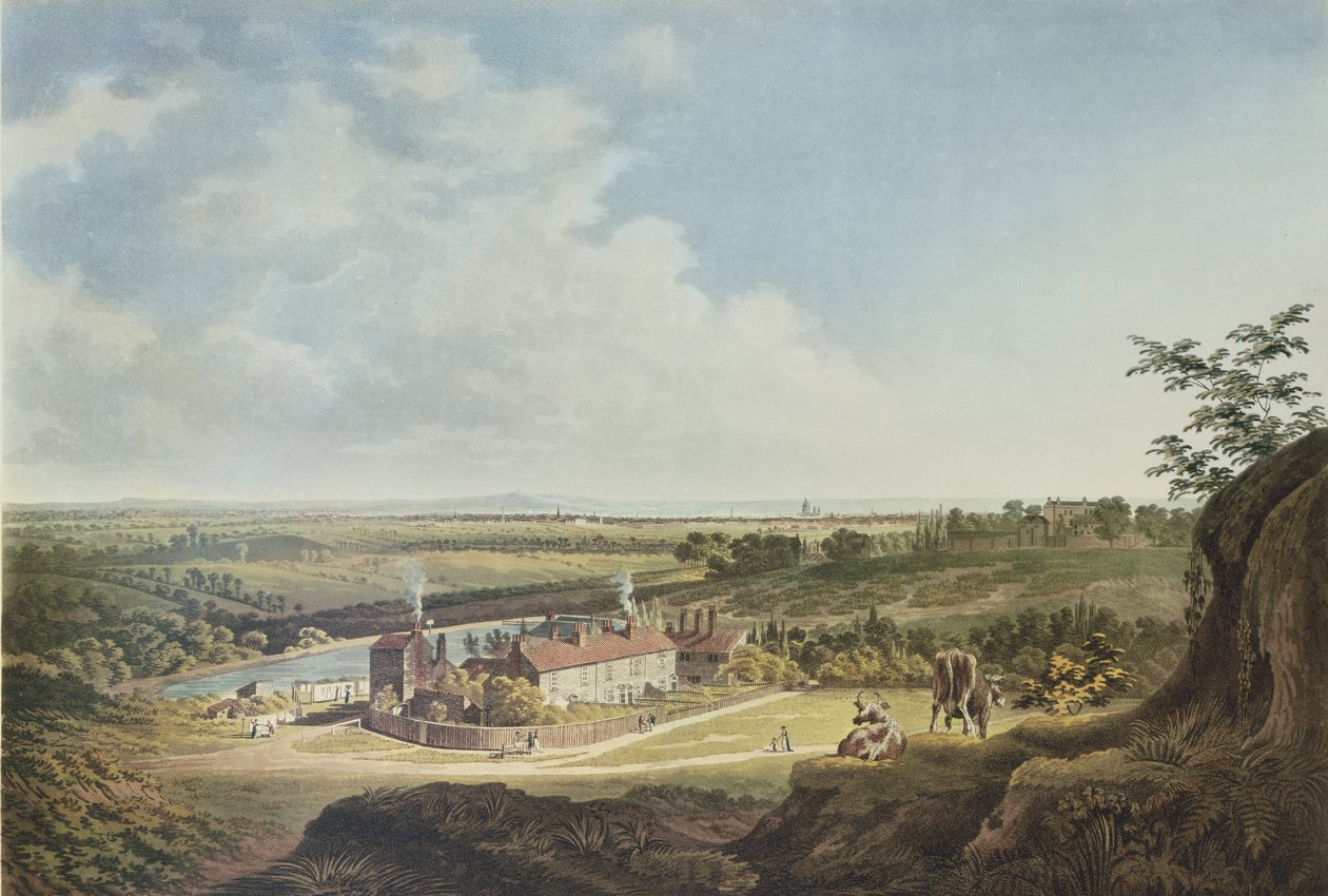 Hampstead Heath kilátása London felé, 1804 alkotó: Francis James Sarjent