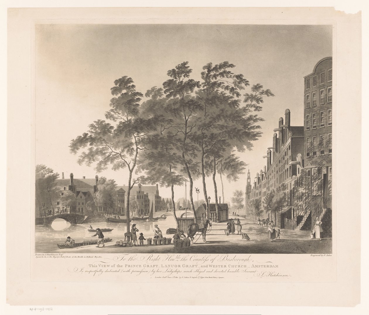 Kilátás a Prinsengrachtra és a Westerkerkre Amszterdamban Kilátás a Prince graft-Lanuor Graft- és a Wester Church-Amszterdamra (cím az objektumon) alkotó: Francis Jukes