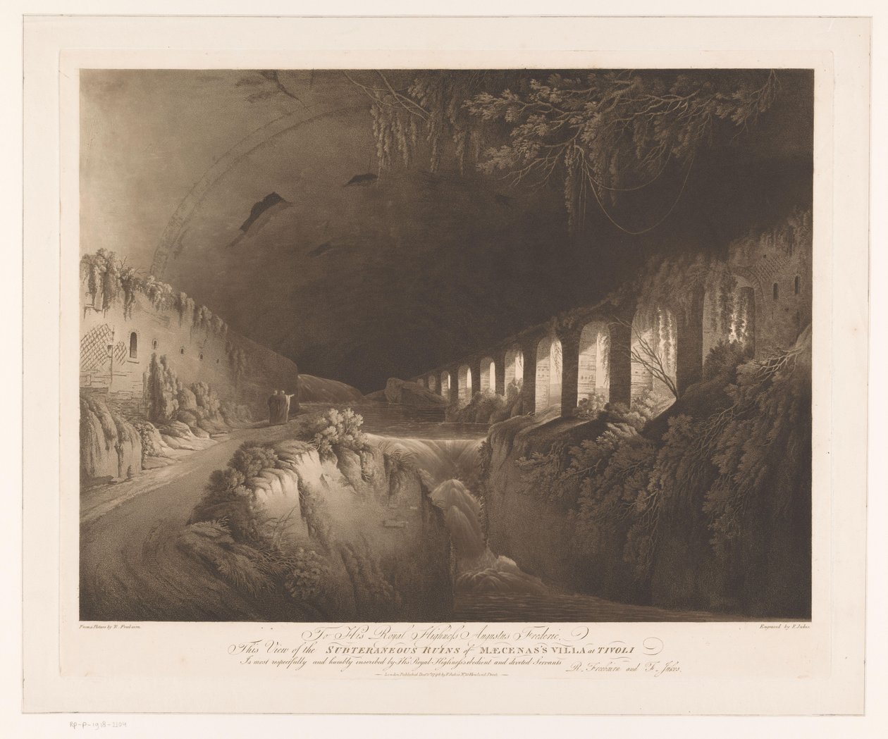 Kilátás a Villa Maecenas romjaira Tivoliban Kilátás a Tivoli Maecenas villájának földalatti romjaira (cím a tárgyon) alkotó: Francis Jukes