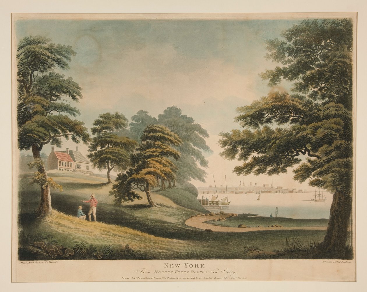 New York (a Hobuck Ferry House-ból, New Jersey) alkotó: Francis Jukes
