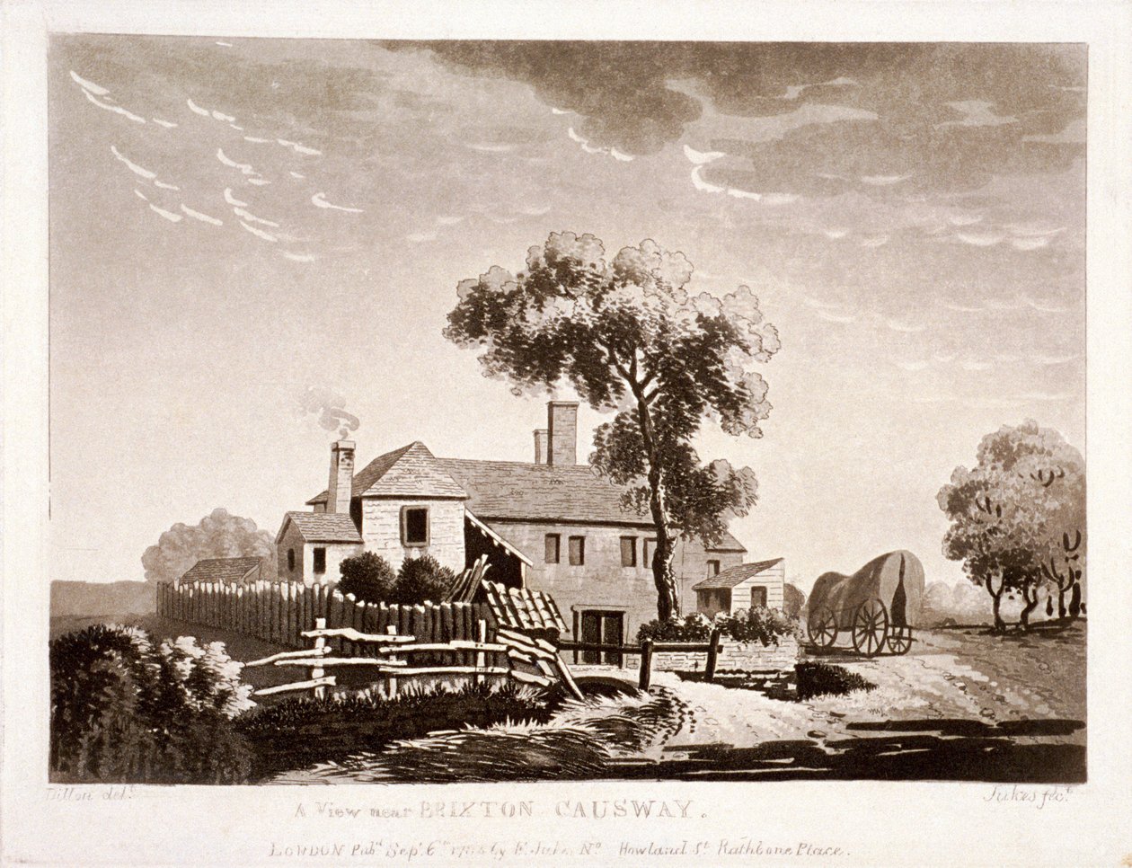 Kilátás a Brixton Causeway közelében, Lambeth, London, 1785 alkotó: Francis Jukes