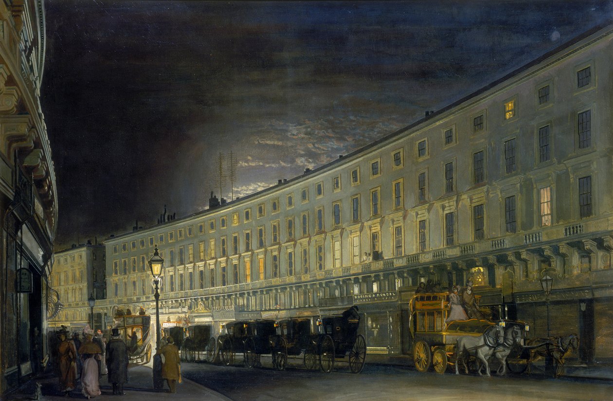„The Regent Street Quadrant at Night”, 1897. alkotó: Francis LM Forster