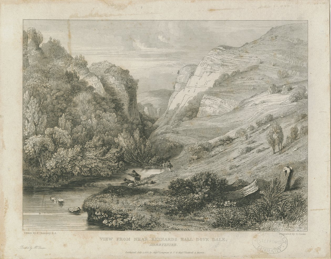 Dovedale - tájkép: metszet, nd [c 1823] (nyomtatás) alkotó: Francis Legatt Chantrey